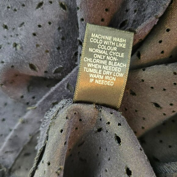 Navy Blue Eyelet Button-Up Collared Shirt Avenue Sueded Soft Size 26/28 JJ4043 - Picture 8 of 9